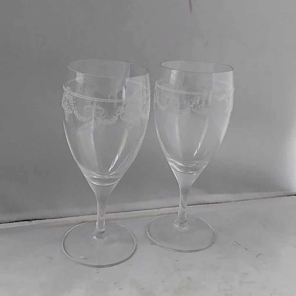 PRINCESS HOUSE HERITAGE CRISTAL  FRANCE  ETCHED GLASSES‎ SETS OF 6